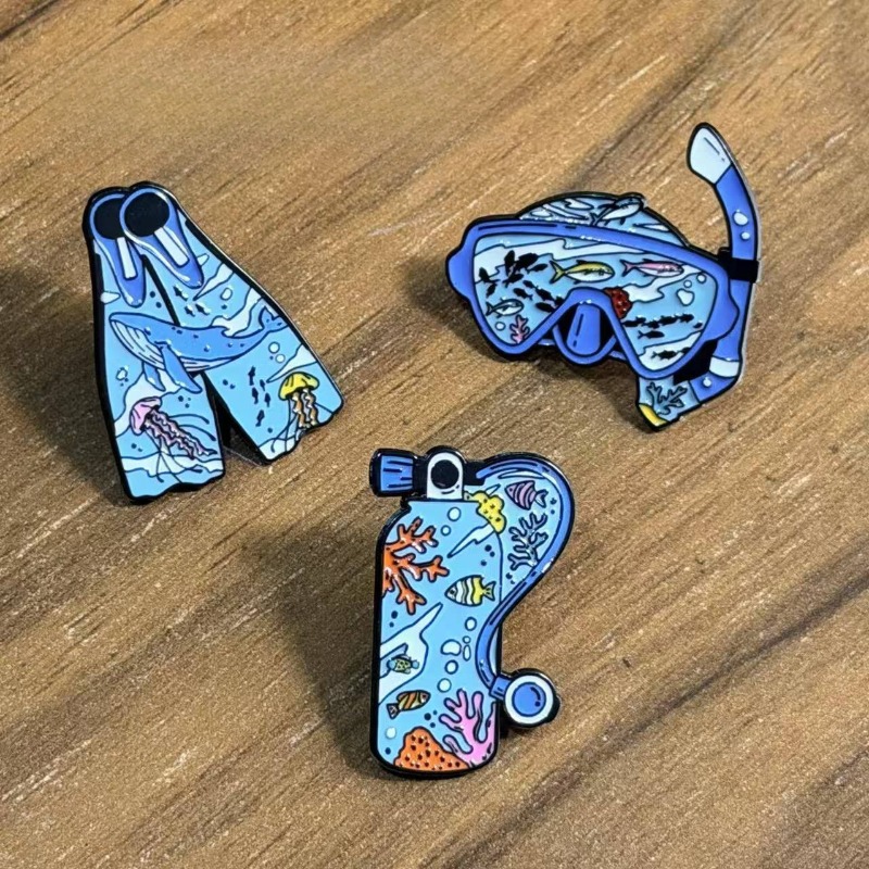 Aquatic Diving - Cartoon Scuba Diving Pin Badge for